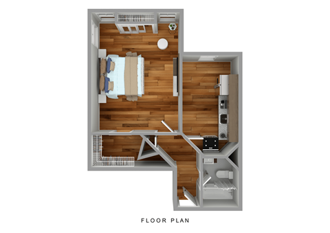 Floor plan for studio, 1 bath, 633 sqft
